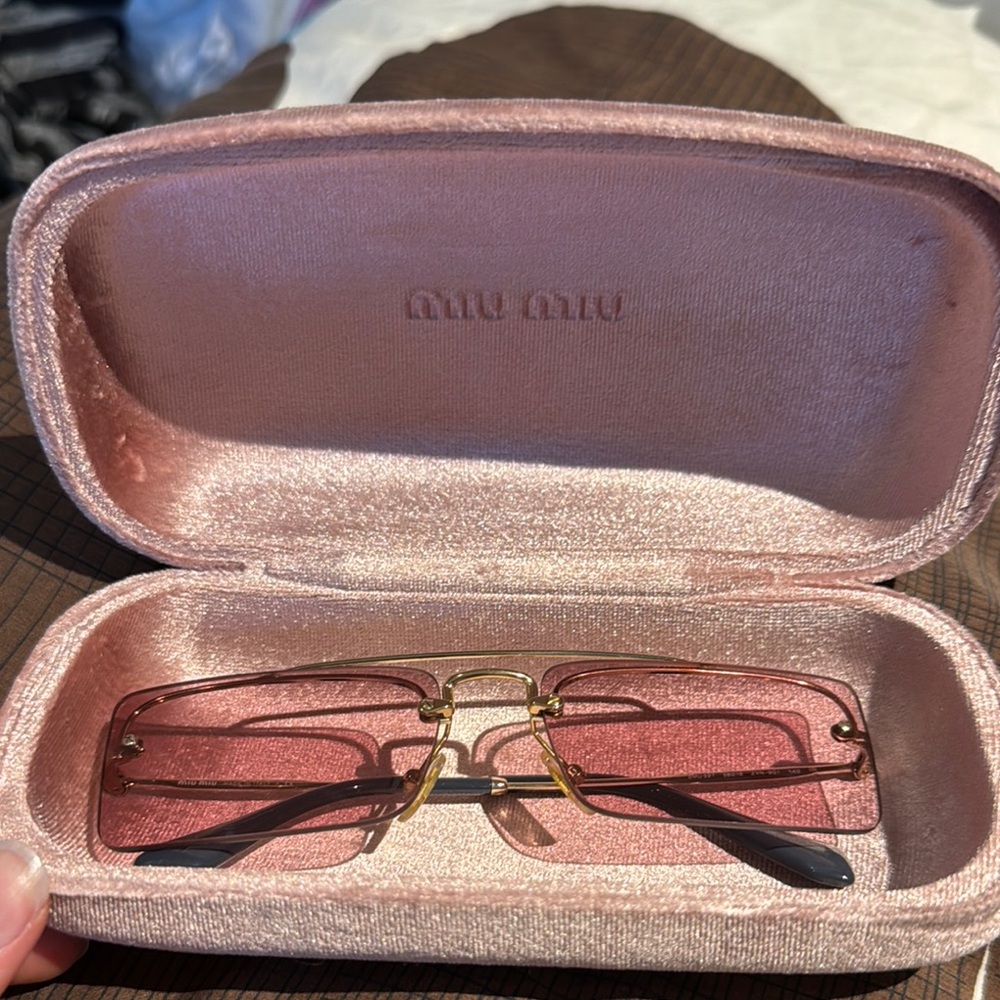 Miu Miu Pink square Sunglasses with Case SMU59T